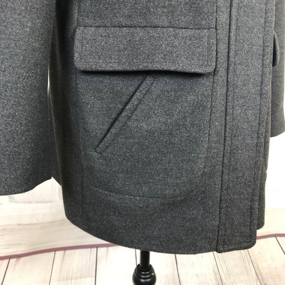 J Jill Charcoal Gray Heavy Fleece Coat Size M Full Zip Button - Picture 5 of 9